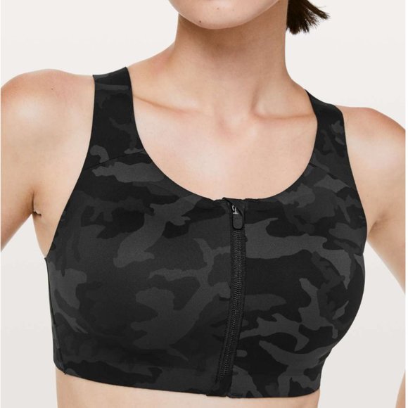 Lululemon Enlite Bra Zip Front Incognito Camo Multi Grey NWT Intimates Sleepwear